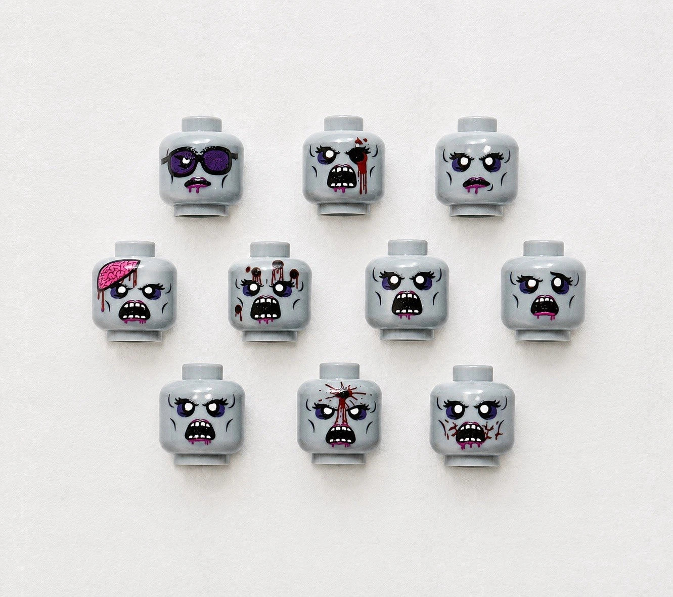 Zombie Minifigure Head Parts -Printed minifigure Apocalypse Lot2A