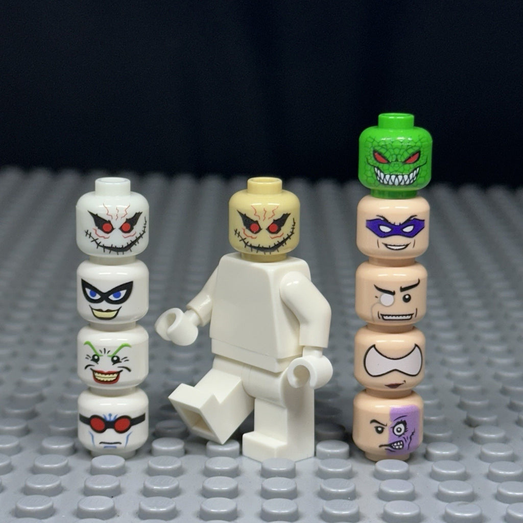 Villian Minifigure Head Bundle x10
