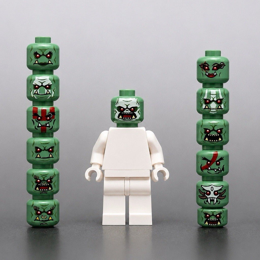 Orc Castle Minifigure heads x12