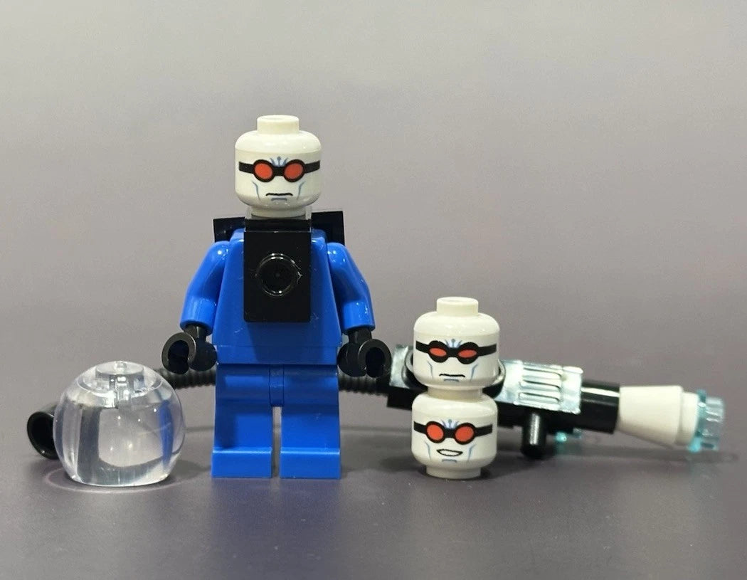 Frost Scientist minifigure with 3 heads custom figure